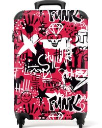 NoBoringSuitcases.com© Hartschalen-Trolley Graffiti-Kunstwerk auf rosa Hint günstig online kaufen