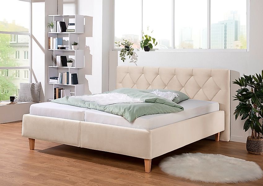Home affaire Polsterbett "Sunley 100" Kreuzsteppung, Kopfteilhöhe 102 cm, o günstig online kaufen