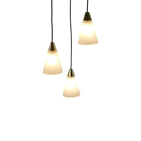 Dapo Decken Pendelleuchte Fino 3-Flammig E14 Metall Messing Glas Weiß IP20 günstig online kaufen