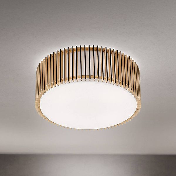 Deckenleuchte Tarta, Ø 50 cm, Holz, Textildiffusor, 4 x E27 günstig online kaufen