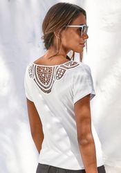 Vivance Kurzarmshirt "mit Häkelspitze am Rücken" aus weichem Viskose-Stretc günstig online kaufen