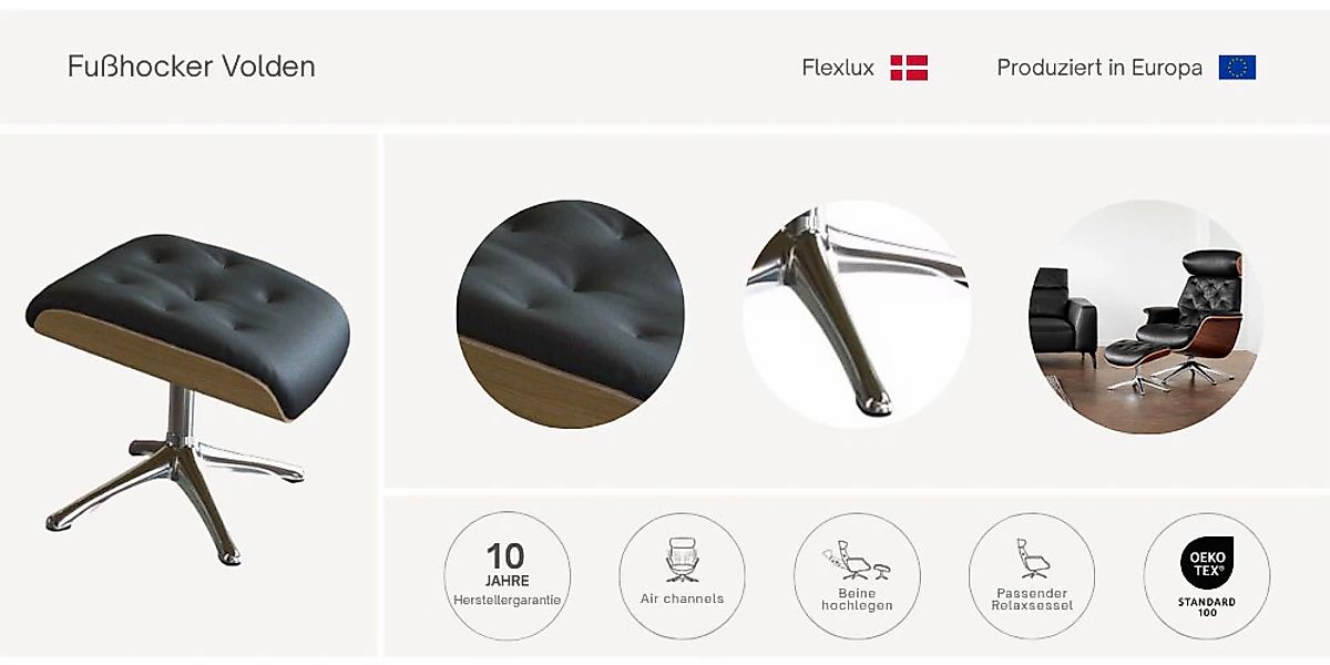 FLEXLUX Fußhocker »Volden Beinstütze, pflegeleicht, skandinavisches Design, günstig online kaufen