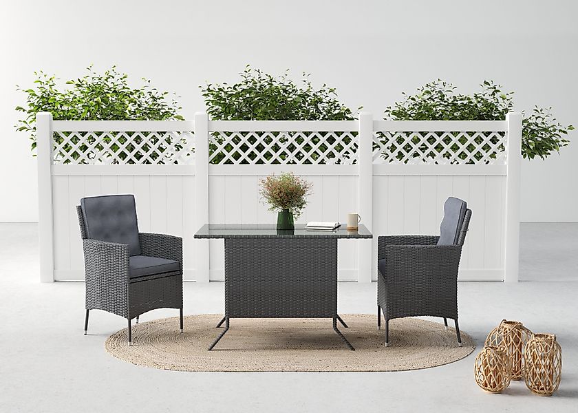 KONIFERA Garten-Essgruppe "Korfu", (Set, 5 tlg., 2x Sessel, 1x Tisch 112x65 günstig online kaufen
