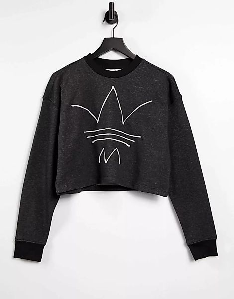 adidas Originals – RYV – Kurzes Sweatshirt mit Logo in Schwarz meliert günstig online kaufen