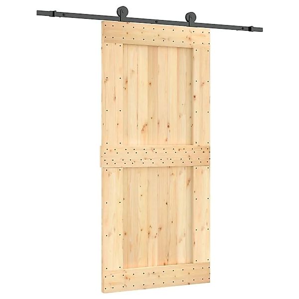 vidaXL Schiebetür mit Beschlag 95x210 cm Massivholz Kiefer 3203074 günstig online kaufen