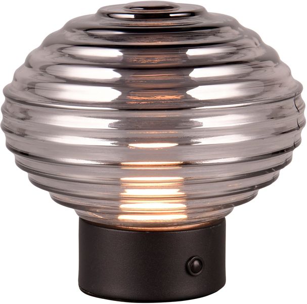 LED-Akku-Tischlampe Earl, schwarz/rauch, Höhe 14,5 cm, Glas günstig online kaufen