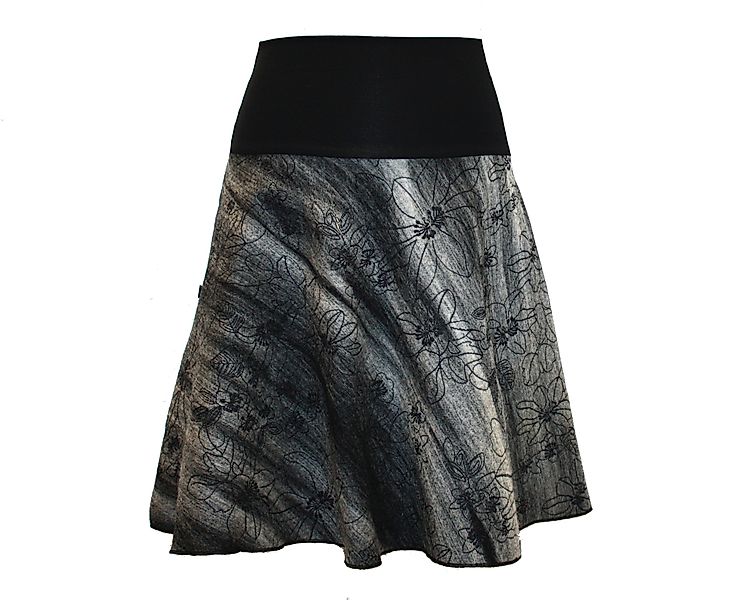 dunkle design A-Linien-Rock Wolle Grau bestickt günstig online kaufen