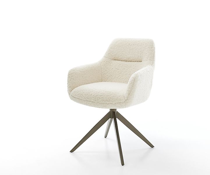 Drehstuhl Pejo-Flex Teddystoff Beige Kreuzgestell breit Effektfinish Titan günstig online kaufen