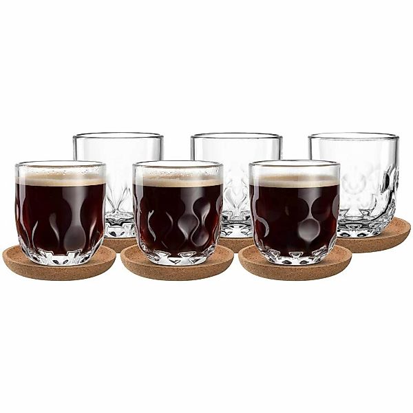 LEONARDO Latte-Macchiato-Glas "Kaffeegläser mit Untersetzer Gocce 220 ml 6e günstig online kaufen
