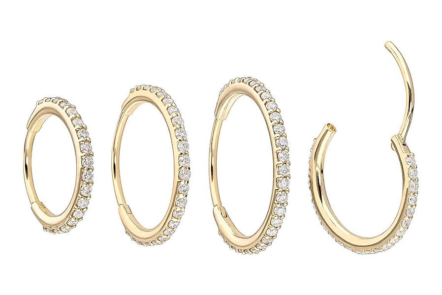 FILANGO Paar Creolen 14/18 Karat Gold Ohrclicker Creolen EINGEFASSTE MOISSA günstig online kaufen