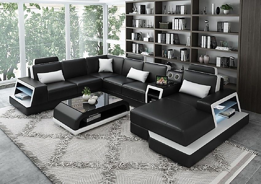 JVmoebel Ecksofa U Form Sofa Couch Polster Garnitur Wohnlandschaft Leder Ec günstig online kaufen