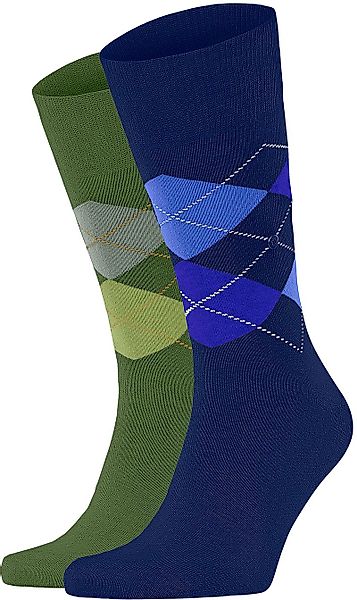 Burlington Gift Box Argyle 2-Pack Karos Blau Grün - Größe 40-46 günstig online kaufen