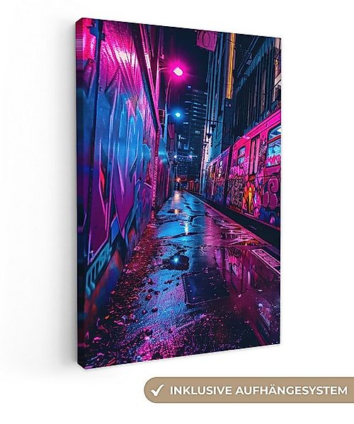 OneMillionCanvasses® Leinwandbild Stadt - Neon - Nacht - Rosa - Graffiti, F günstig online kaufen