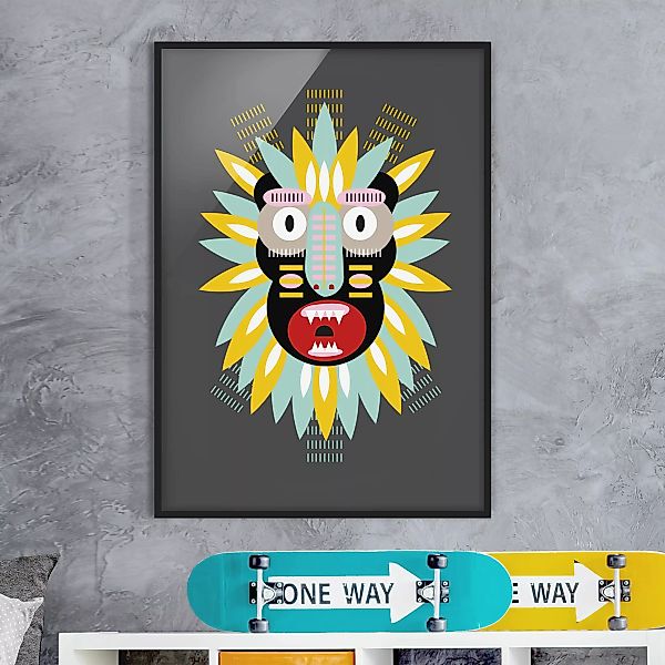 Bild mit Rahmen Kinderzimmer - Hochformat Collage Ethno Maske - King Kong günstig online kaufen
