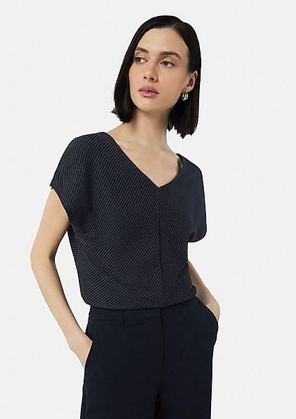 Comma Kurzarmshirt Relaxed-Fit-Shirt mit Struktur und V-Ausschnitt günstig online kaufen