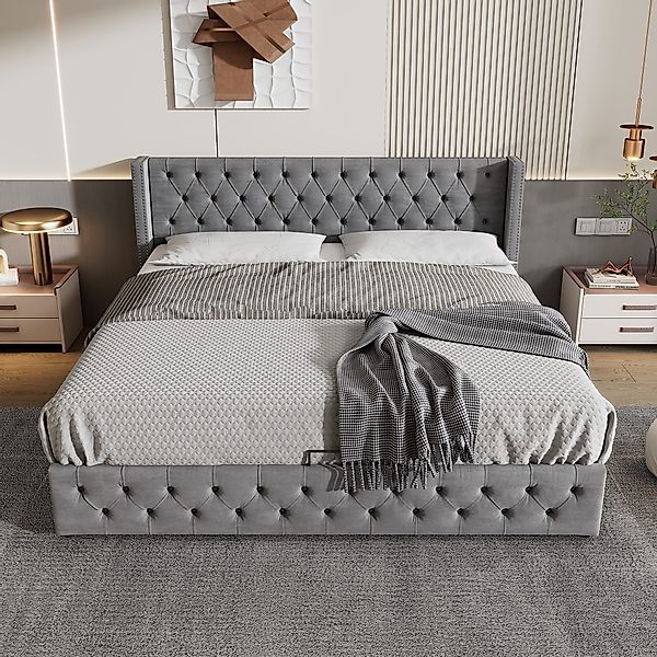 OKWISH Polsterbett Doppelbett Stauraumbett (Ohrenform Doppelte günstig online kaufen