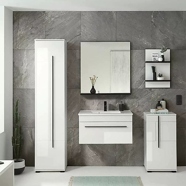 Badezimmerset mit Regal Spiegel (fünfteilig) günstig online kaufen