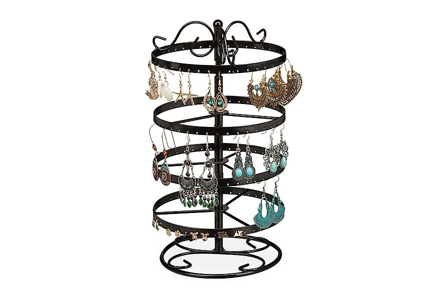 relaxdays Schmuck Etagere Runder Ohrringhalter mit 168 Löchern, schwarz günstig online kaufen