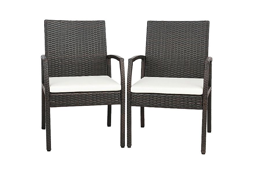COSTWAY Gartenstuhl, 2er Set, Rattan, Akazie, X Design, mit Kissen günstig online kaufen