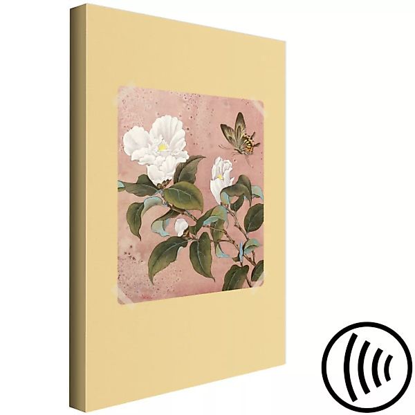 Bild auf Leinwand Schmetterling über der Azalea-Blume - florales Motiv im V günstig online kaufen