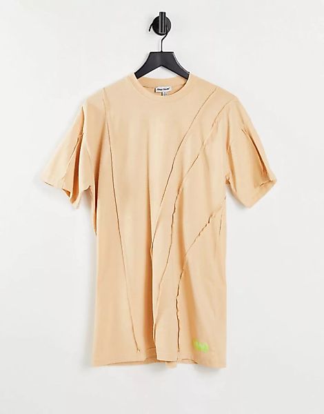 Public Desire – Oversize T-Shirt-Kleid in Beige mit Ziernähten-Neutral günstig online kaufen