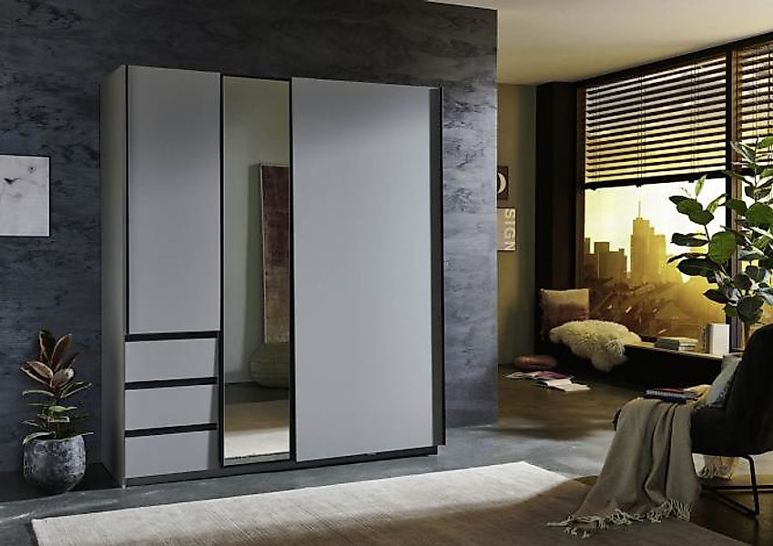 Schwebetürenschrank 2-trg Saharagrau/Abs. Graphit günstig online kaufen