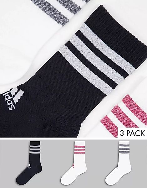 adidas – 3er-Pack Socken mit drei Streifen in verschiedenen Farben-Weiß günstig online kaufen