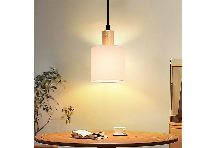 Nettlife Pendelleuchte Holz Esstisch 1/3 Flammig E14 Vintage Weiß Rustikal günstig online kaufen