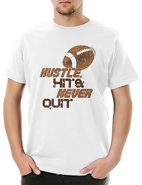 Urban Backwoods Print-Shirt Hustle Hit Never Quit Herren T-Shirt American F günstig online kaufen