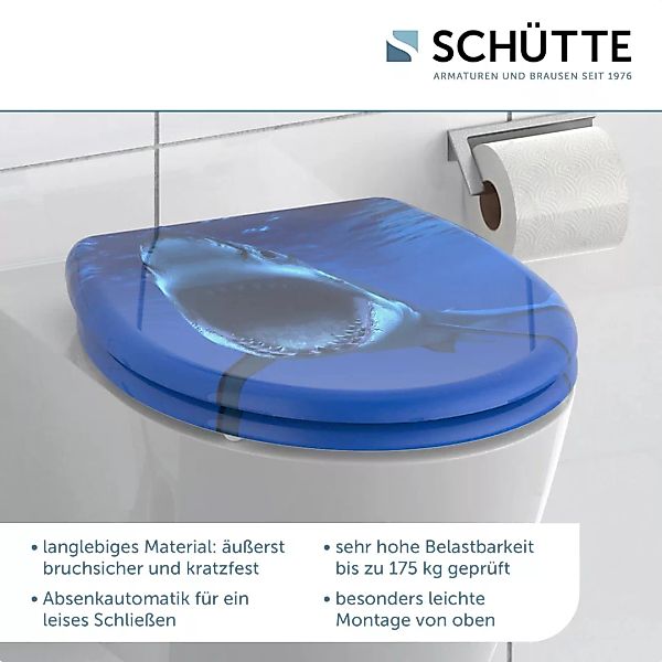 Schütte WC-Sitz Shark Duroplast mit Absenkautomatik & Schnellverschluss günstig online kaufen