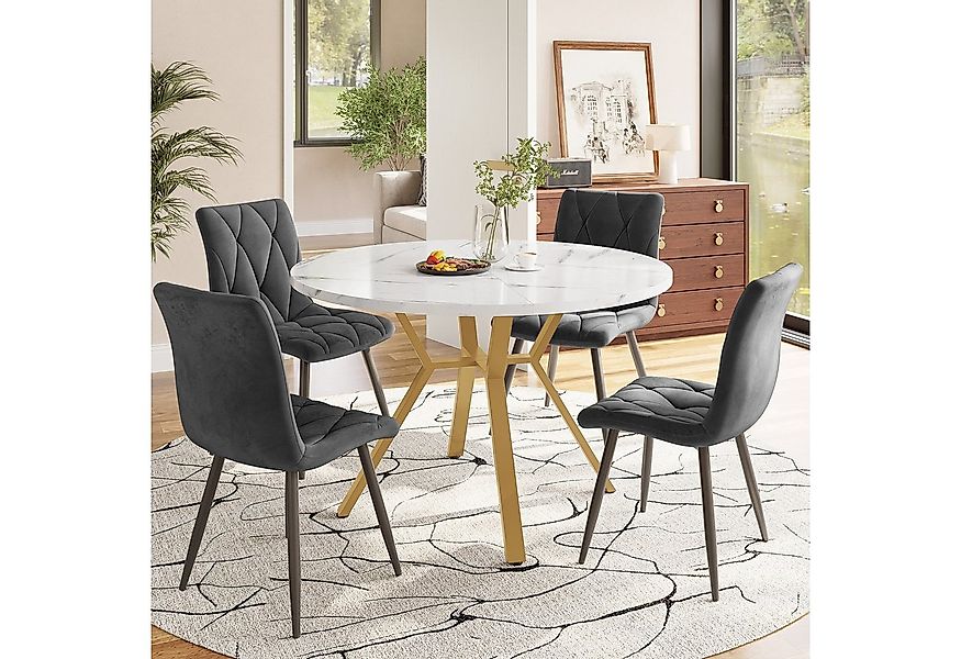 Flieks Essgruppe runder Esstisch mit 4 Stühlen Set, (Set, 5-tlg., 1 Tisch m günstig online kaufen