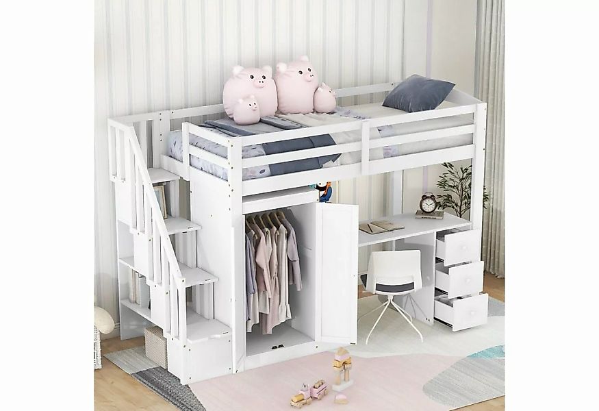 REDOM Kinderbett Holzbetten Gästebett Hochbett Bett Einzelbett (mit Kleider günstig online kaufen