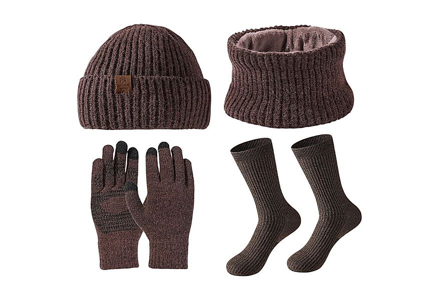Refttenw Mütze & Schal Damen Mütze,Plüsch Schal,Handschuhe,Wintersocken Set günstig online kaufen