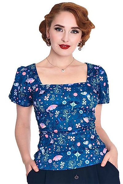 Voodoo Vixen Shirttop Moth And Floral Oberteil Bluse Retro Vintage 50s 50er günstig online kaufen