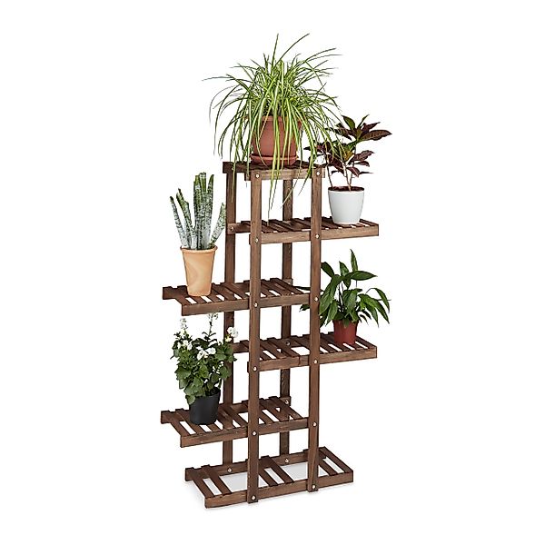 relaxdays Blumenständer Blumenregal aus Holz, Schokobraun günstig online kaufen