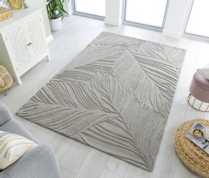 FLAIR RUGS Wollteppich "LINO LEAF" rechteckig 10 mm Höhe Hoch-Tief Effekt günstig online kaufen