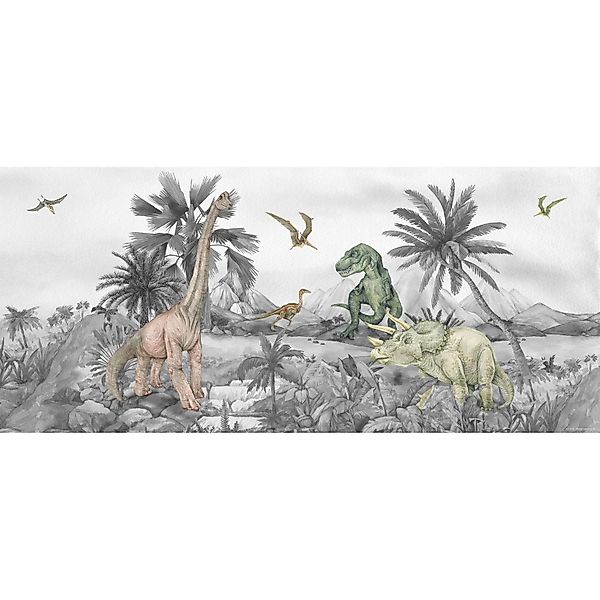 Sanders & Sanders Poster Dinosaurier Grau 0,75 x 1,7 m 601263 günstig online kaufen