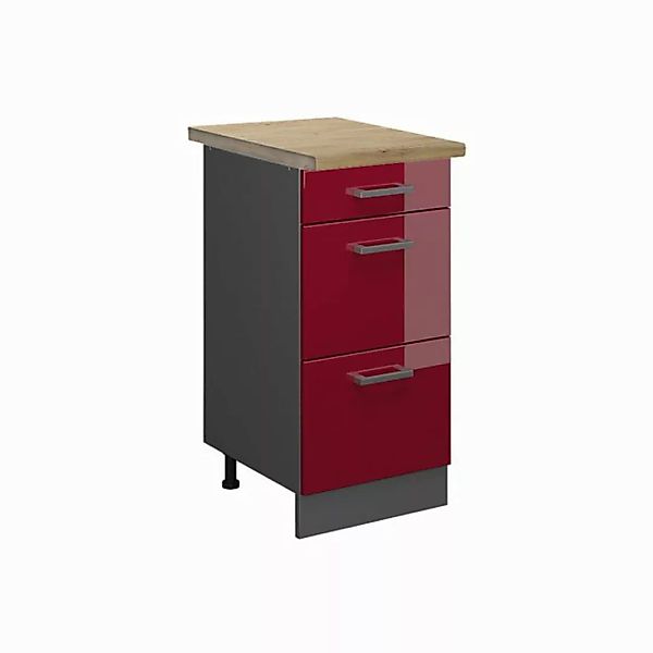 Vicco Unterschrank R-Line, Bordeaux Hochglanz/Anthrazit, 40 cm mit Schublad günstig online kaufen