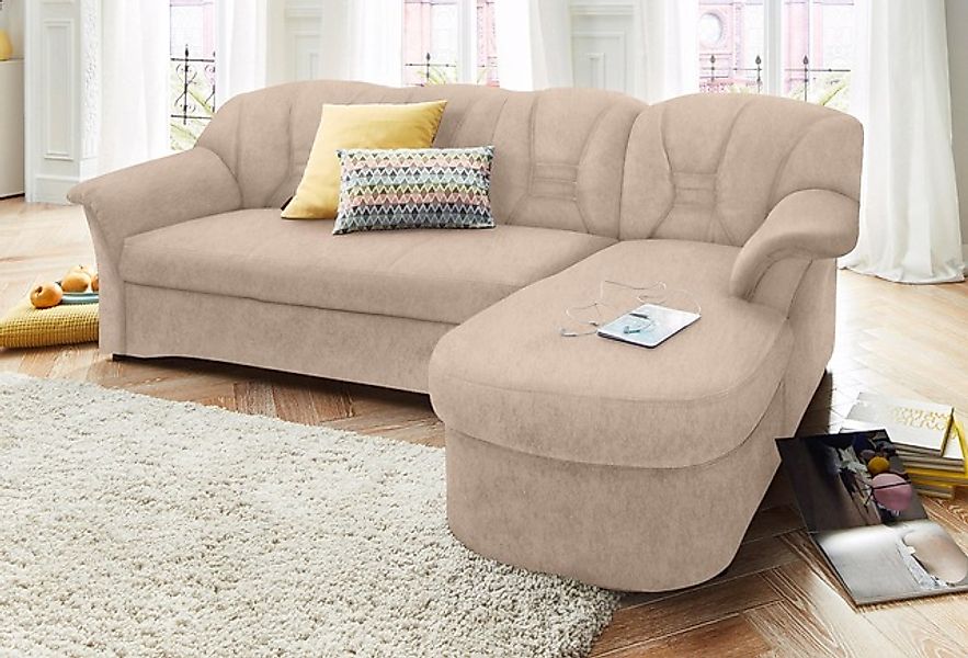 DOMO collection Ecksofa »Elva, zeitlose Formensprache, elegante Rückenstepp günstig online kaufen