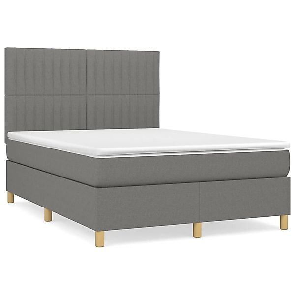 vidaXL Boxspringbett mit Matratze Dunkelgrau 140x190 cm Stoff1387575 günstig online kaufen