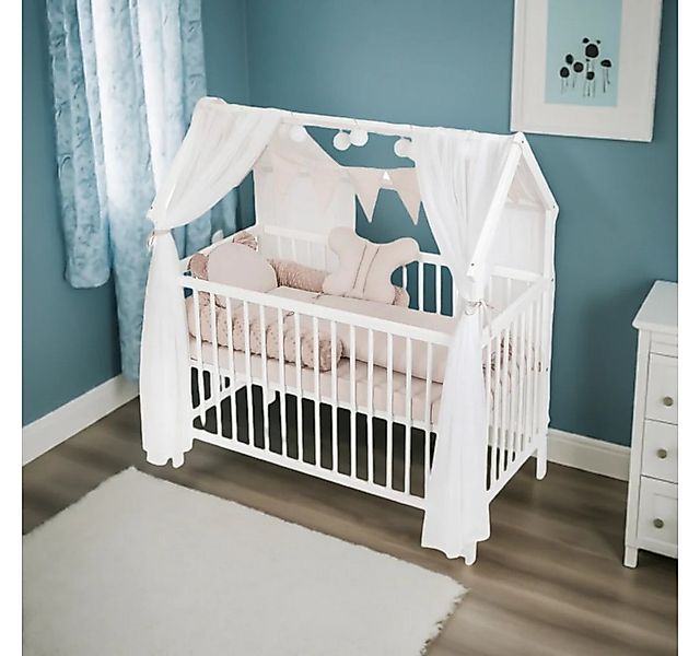 Babyhafen Kinderbett HAUSBETT Babybett ROYAL Beige 60x120 Matratze Komplett günstig online kaufen