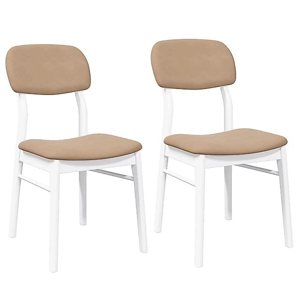 vidaXL Esszimmerstühle mit Kissen 2 Stk Weiß Massivholz Gummibaum 4102527 günstig online kaufen