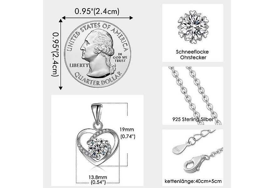 trends for living Schmuckset Ewige Rose Herz Halskette Ohrringe 925 silber günstig online kaufen
