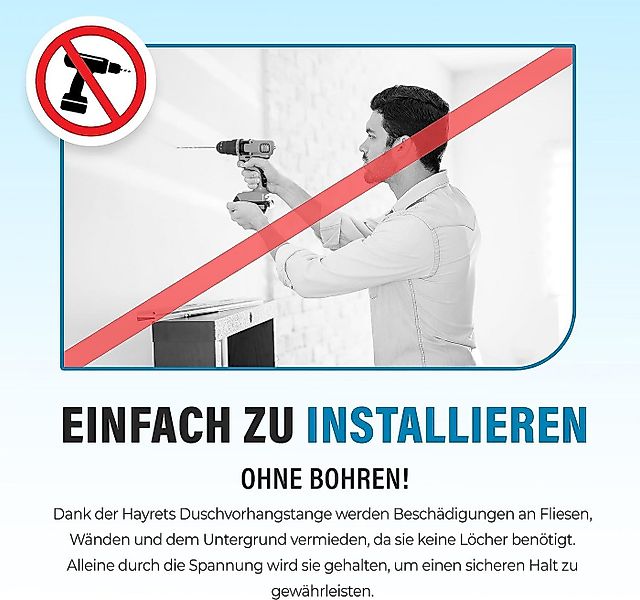 LikeKa Duschvorhangstange Gardinenstange ohne Bohren Klemmstange nickel mat günstig online kaufen