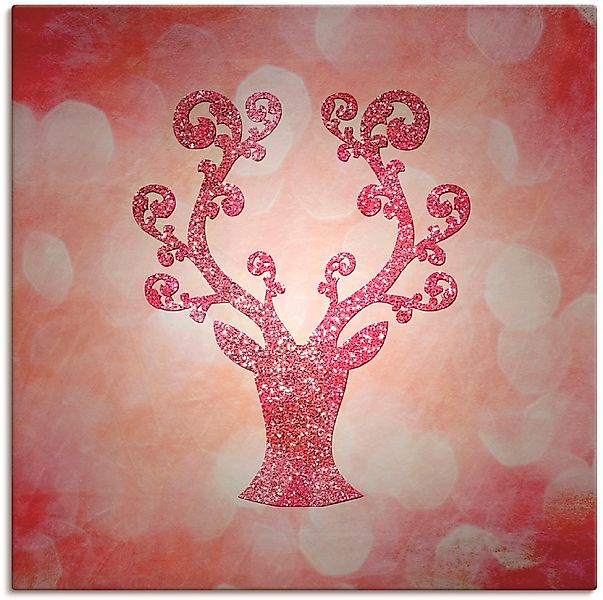Artland Wandbild "Rosa glitzerndes Reh" Wildtiere 1 Stk. tlg. auf Holzrahme günstig online kaufen