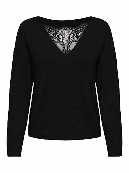 ONLY Rundhalspullover "ONLANJA LS LACE MIX O-NECK ZL KNT", mit Spitzeneinsa günstig online kaufen