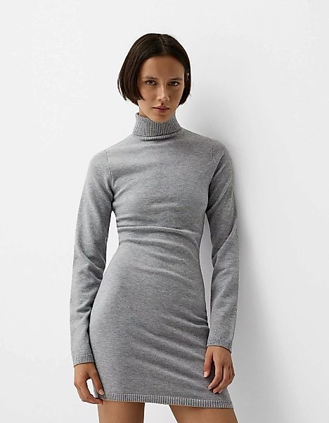 Bershka Midikleid Mit Stehkragen Damen L Grau günstig online kaufen