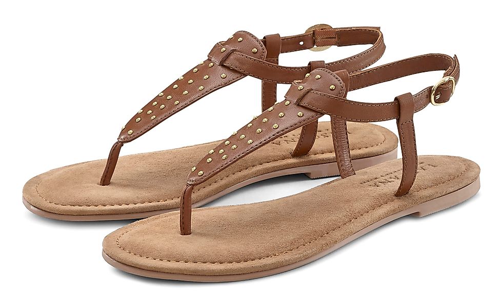 LASCANA Zehentrenner Sandale, Pantolette aus Leder günstig online kaufen