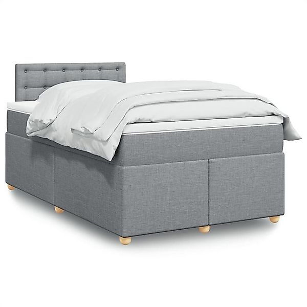 vidaXL Boxspringbett, Boxspringbett mit Matratze Hellgrau 120x190 cm Stoff günstig online kaufen