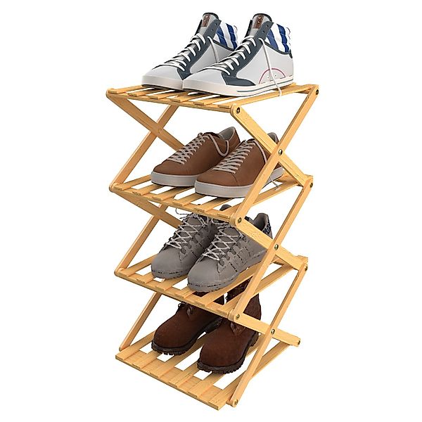 JEOBEST Schuhregal Faltbares Schuhregal aus Bambus günstig online kaufen